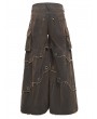 Devil Fashion Coffee Gothic Punk Eyelet Studded Wide Leg Pants for Men