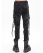 Devil Fashion Black Gothic Punk Multi-Buckle Strap Fitted Pants for Men