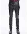 Devil Fashion Black Gothic Embossed Faux Leather Slim Fit Pants for Men