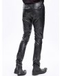 Devil Fashion Black Gothic Embossed Faux Leather Slim Fit Pants for Men