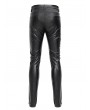 Devil Fashion Black Gothic Embossed Faux Leather Slim Fit Pants for Men