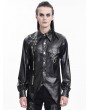 Devil Fashion Black Gothic Punk Asymmetric Eyelet Chain Decor Shirt for Men