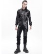 Devil Fashion Black Gothic Punk Asymmetric Eyelet Chain Decor Shirt for Men