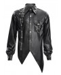 Devil Fashion Black Gothic Punk Asymmetric Eyelet Chain Decor Shirt for Men