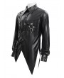 Devil Fashion Black Gothic Punk Asymmetric Eyelet Chain Decor Shirt for Men