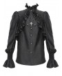 Devil Fashion Black Gothic Vintage Ruffled Lace Cross Party Shirt for Men