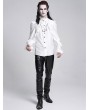 Devil Fashion White Gothic Vintage Ruffled Lace Cross Party Shirt for Men