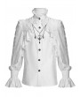 Devil Fashion White Gothic Vintage Ruffled Lace Cross Party Shirt for Men