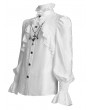 Devil Fashion White Gothic Vintage Ruffled Lace Cross Party Shirt for Men