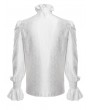 Devil Fashion White Gothic Vintage Ruffled Lace Cross Party Shirt for Men