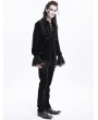 Devil Fashion Black Gothic Retro Embroidered Lace-Up Chain Loose Shirt for Men