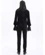 Devil Fashion Black Gothic Retro Embroidered Lace-Up Chain Loose Shirt for Men