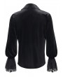 Devil Fashion Black Gothic Retro Embroidered Lace-Up Chain Loose Shirt for Men