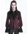 Devil Fashion Wine Red Gothic Retro Embroidered Lace-Up Chain Loose Shirt for Men