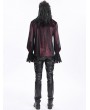 Devil Fashion Wine Red Gothic Retro Embroidered Lace-Up Chain Loose Shirt for Men