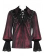 Devil Fashion Wine Red Gothic Retro Embroidered Lace-Up Chain Loose Shirt for Men