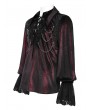 Devil Fashion Wine Red Gothic Retro Embroidered Lace-Up Chain Loose Shirt for Men