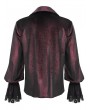 Devil Fashion Wine Red Gothic Retro Embroidered Lace-Up Chain Loose Shirt for Men