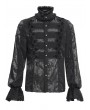 Devil Fashion Black Gothic Vintage Pleated Lace Party Shirt for Men