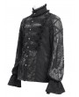 Devil Fashion Black Gothic Vintage Pleated Lace Party Shirt for Men