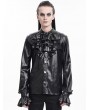 Devil Fashion Black Gothic Punk Eyelet Embellished Ruffled Shirt for Men