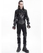 Devil Fashion Black Gothic Punk Eyelet Embellished Ruffled Shirt for Men