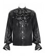 Devil Fashion Black Gothic Punk Eyelet Embellished Ruffled Shirt for Men