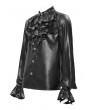 Devil Fashion Black Gothic Punk Eyelet Embellished Ruffled Shirt for Men