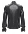 Devil Fashion Black Gothic Punk Eyelet Embellished Ruffled Shirt for Men