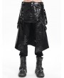 Devil Fashion Black Gothic Punk Rock Eyelet Strap Synthetic Leather Skirt for Men