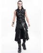 Devil Fashion Black Gothic Punk Rock Eyelet Strap Synthetic Leather Skirt for Men