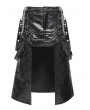 Devil Fashion Black Gothic Punk Rock Eyelet Strap Synthetic Leather Skirt for Men