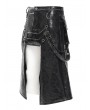 Devil Fashion Black Gothic Punk Rock Eyelet Strap Synthetic Leather Skirt for Men