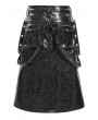 Devil Fashion Black Gothic Punk Rock Eyelet Strap Synthetic Leather Skirt for Men