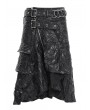 Devil Fashion Black Gothic Buckle Blet Zipper Asymmetric Skirt for Men