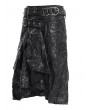 Devil Fashion Black Gothic Buckle Blet Zipper Asymmetric Skirt for Men