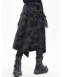 Devil Fashion Black Gothic Printed Punk Chain Pockets Half Skirt for Men