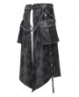 Devil Fashion Black Gothic Printed Punk Chain Pockets Half Skirt for Men