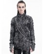 Devil Fashion Black Gothic Tie-Dye Distressed Irregular Long Sleeve T-Shirt for Men