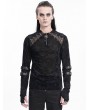 Devil Fashion Black Gothic Punk Mesh Splicing Long Sleeve Thumbhole T-Shirt for Men