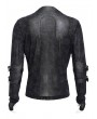 Devil Fashion Black Gothic Punk Mesh Splicing Long Sleeve Thumbhole T-Shirt for Men