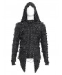 Devil Fashion Black Gothic Punk Ripped Lace-Up Long Sleeve Hooded T-Shirt for Men