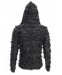 Devil Fashion Black Gothic Punk Ripped Lace-Up Long Sleeve Hooded T-Shirt for Men