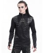 Devil Fashion Black Gothic Punk Chain O-Ring Stand Collar T-Shirt for Men