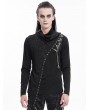 Devil Fashion Black Gothic Punk Chain Asymmetric Fitted Long Sleeve T-Shirt for Men