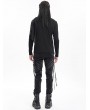 Devil Fashion Black Gothic Punk Chain Asymmetric Fitted Long Sleeve T-Shirt for Men