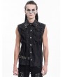 Devil Fashion Black Gothic Punk Cross Strap Sleeveless Shirt for Men