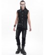 Devil Fashion Black Gothic Punk Cross Strap Sleeveless Shirt for Men