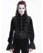 Devil Fashion Black Victorian Gothic Embroidery Stand Collar Zip-Up Waistcoat for Men