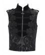 Devil Fashion Black Victorian Gothic Embroidery Stand Collar Zip-Up Waistcoat for Men